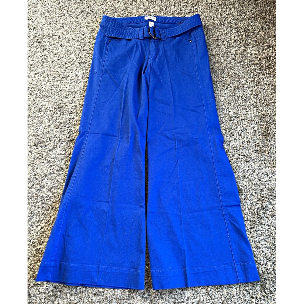 Lane Bryant Venezia NWT Women's Blue Solid Cotton Wide Leg Pants Pockets